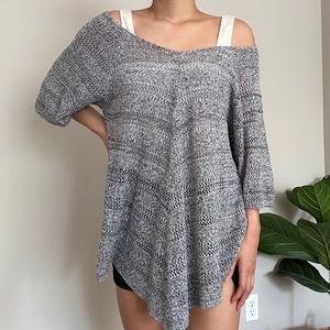 Gray knit off the shoulder sweater